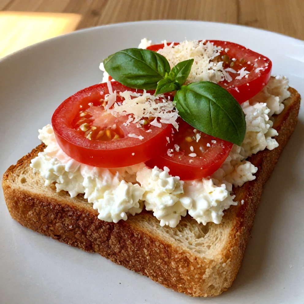 Easy Tomato Cottage Cheese Toast