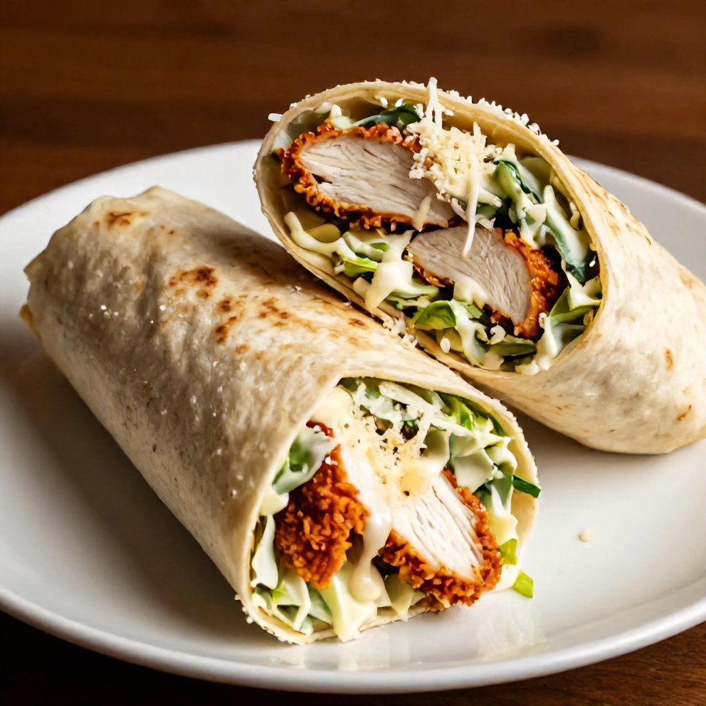 Chicken Caesar Wrap on a white plate