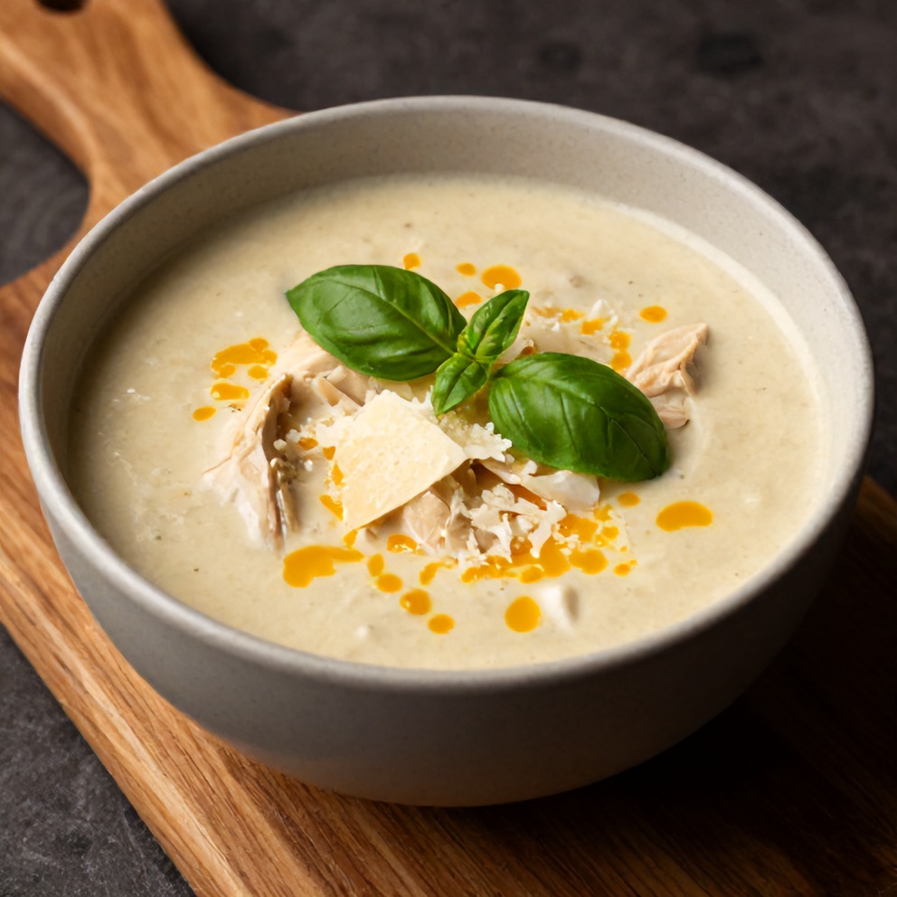 Bowl of Creamy Chicken Parmesan Soup