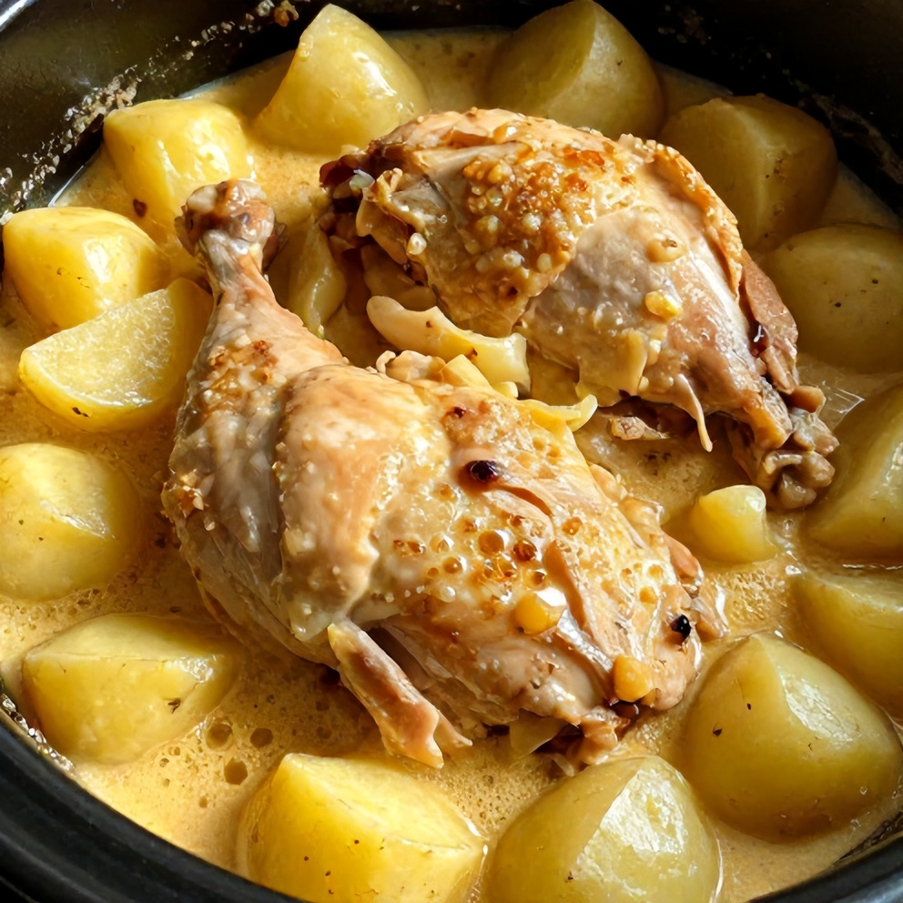 Easy Crockpot Garlic Parmesan Chicken and Potatoes
