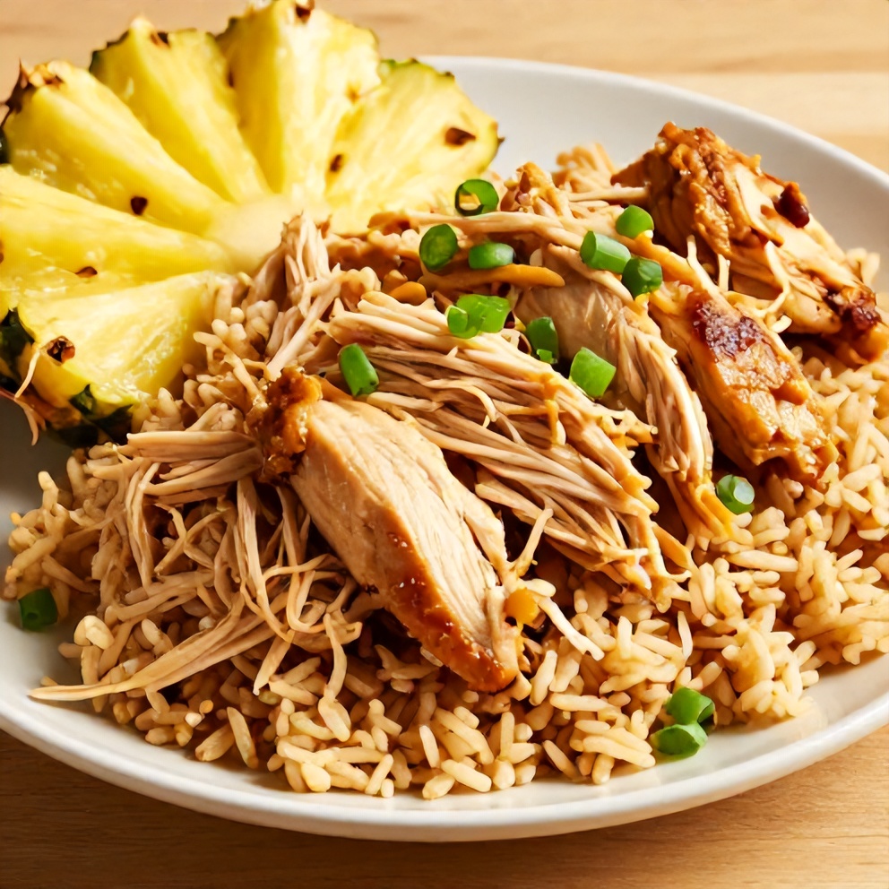 Plated Easy Crockpot Hawaiian Chicken with Pineapple