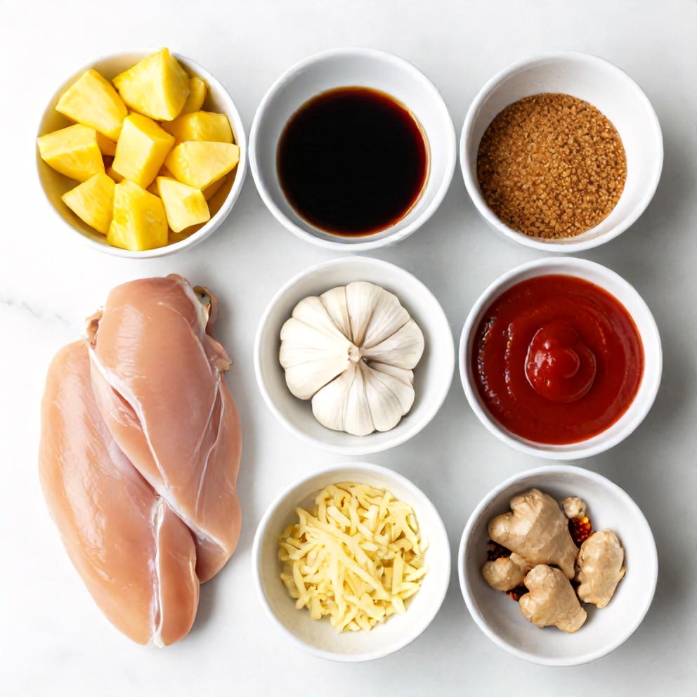 Raw ingredients for Easy Crockpot Hawaiian Chicken