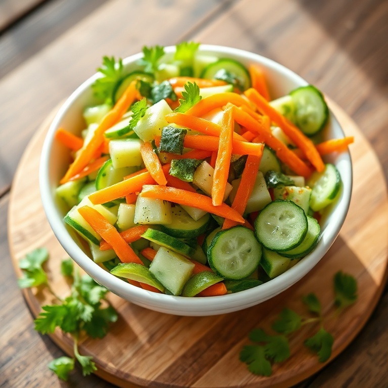 Easy Crunchy Cucumber Carrot Celery Salad