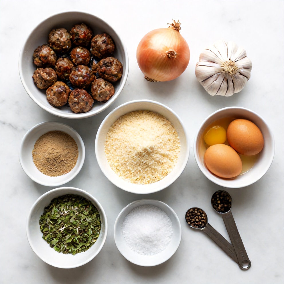 Raw Ingredients for Greek Lentil Meatballs