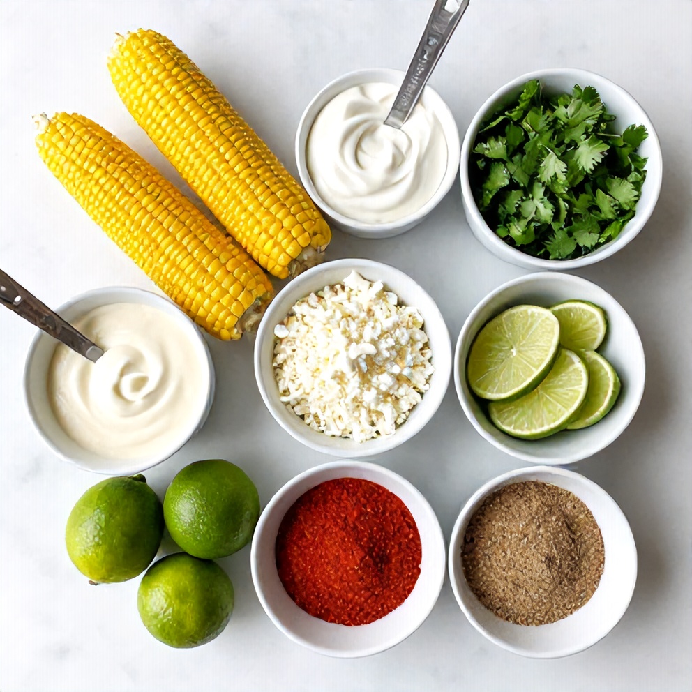 Mexican Street Corn ingredients on a wooden board