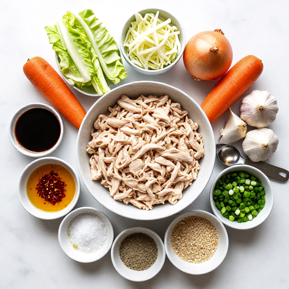 Raw ingredients for ground turkey egg roll in a bowl