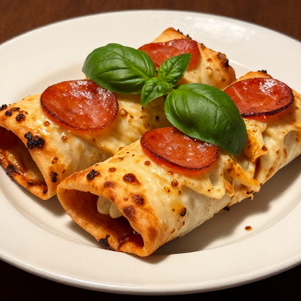 Plated High Protein Pepperoni Pizza Rolls
