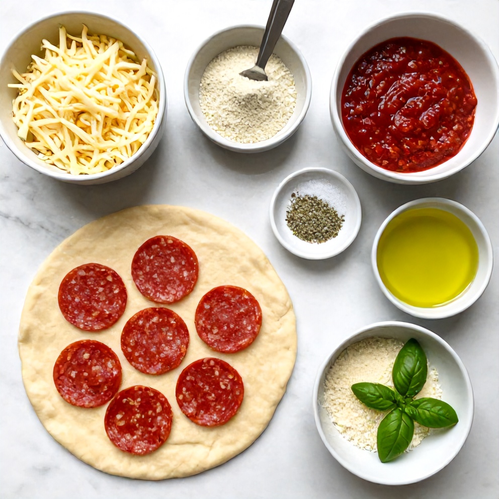 Raw Ingredients for High Protein Pepperoni Pizza Rolls