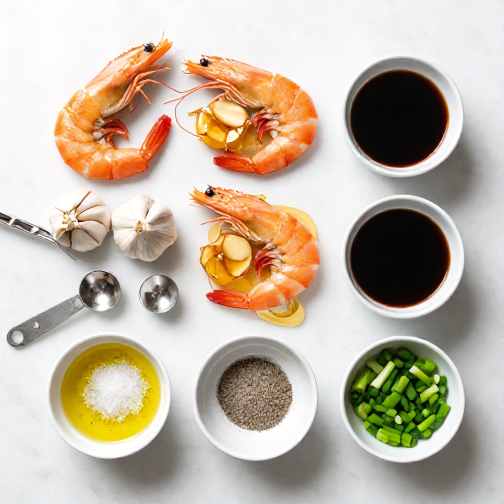 Raw ingredients for Honey Garlic Shrimp