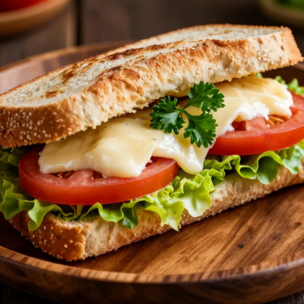 Italian grinder salad sandwich on a rustic plate