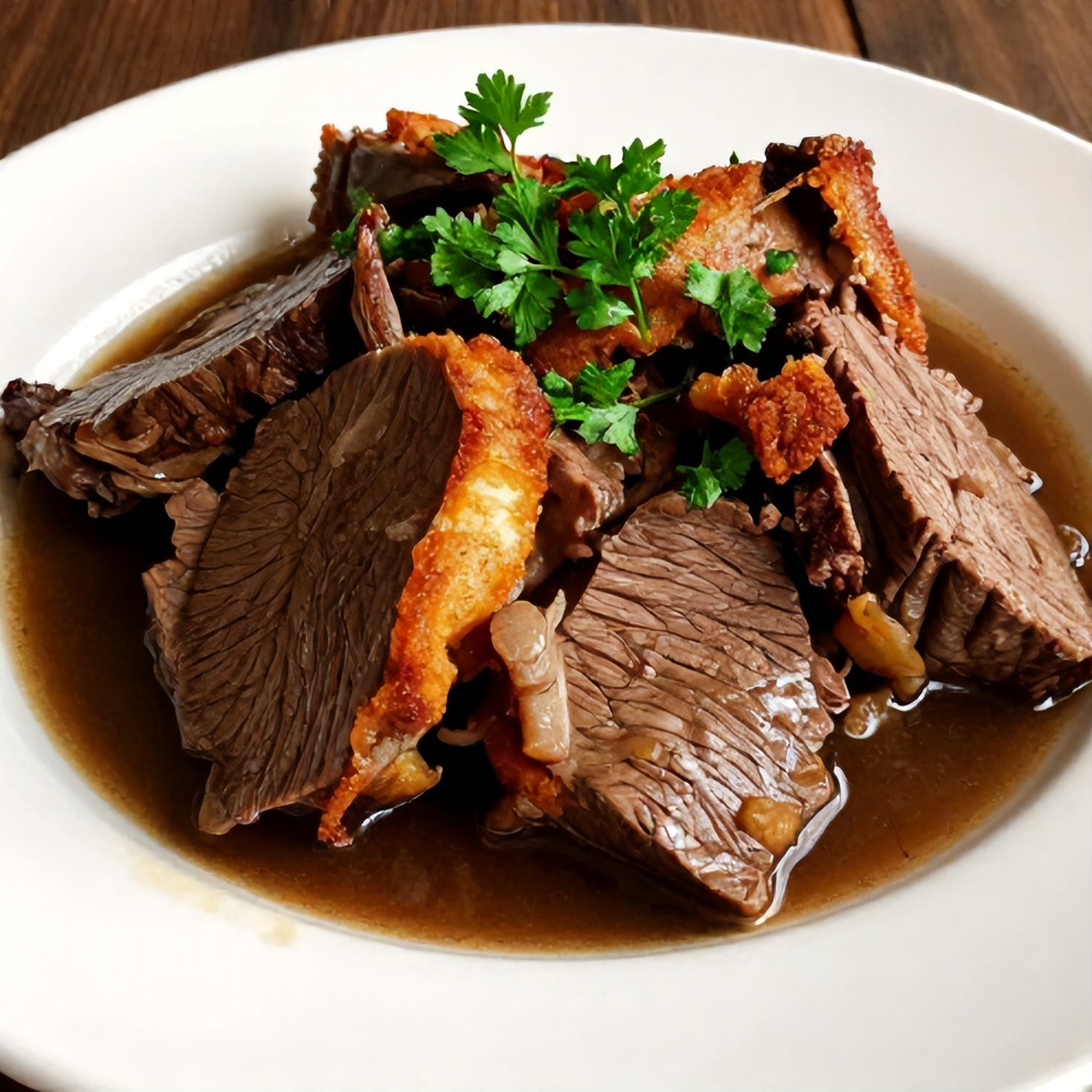 Plated Italian Pot Roast with fresh herbs