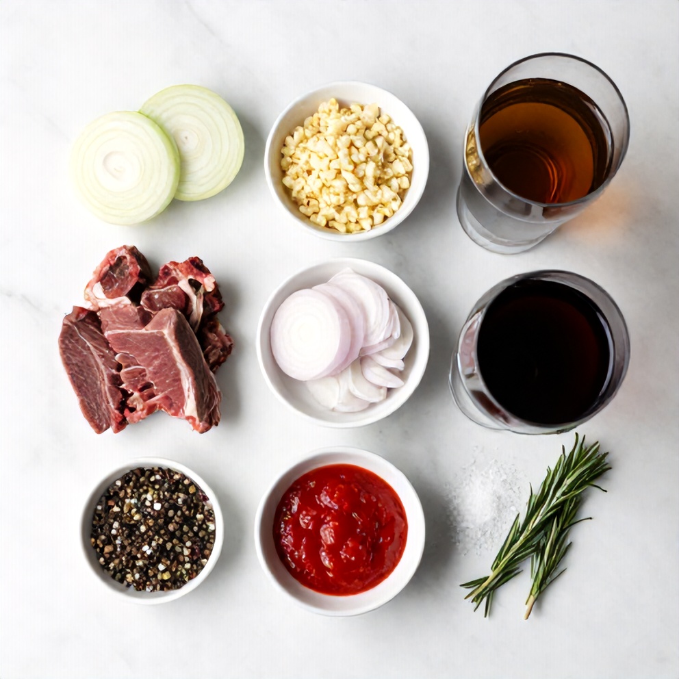 Raw ingredients for Italian Pot Roast on a marble surface