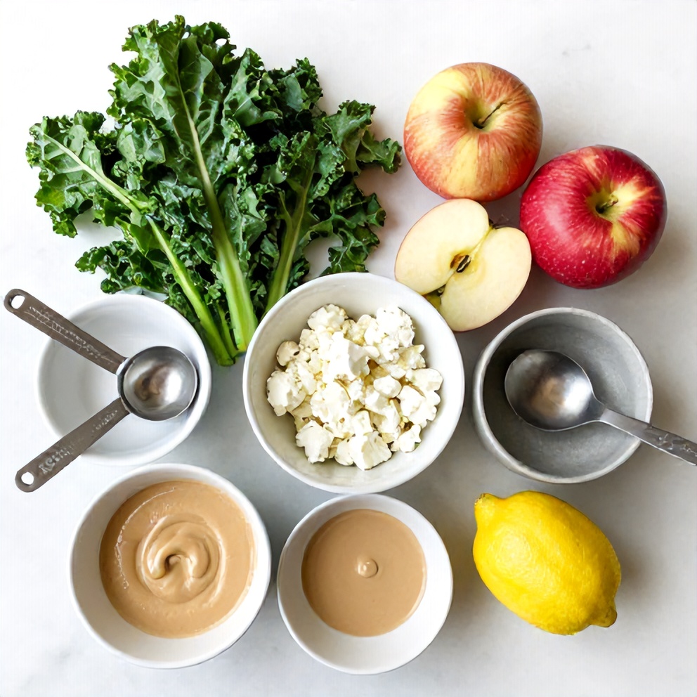 Raw ingredients for Easy Kale and Apple Salad