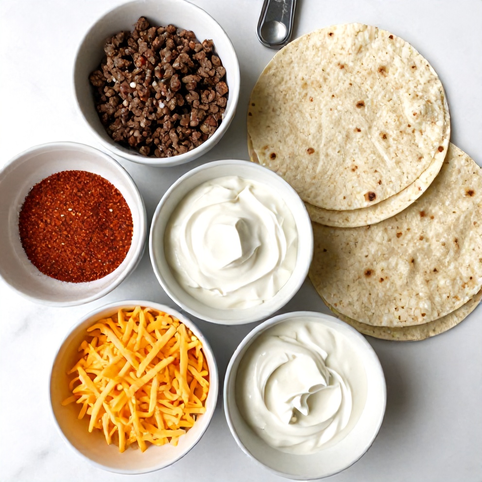 Ingredients for keto beef crunchwraps