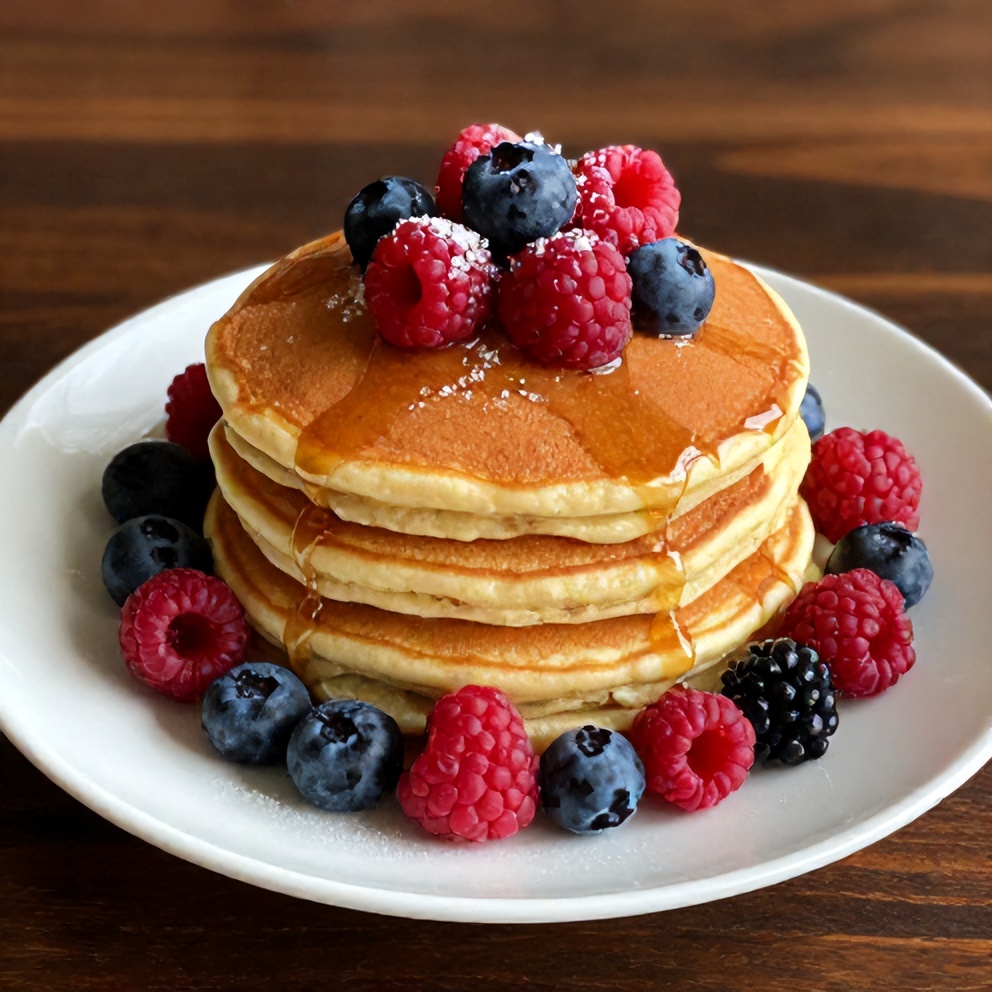 Plated Keto Coconut Flour Pancakes with Berries