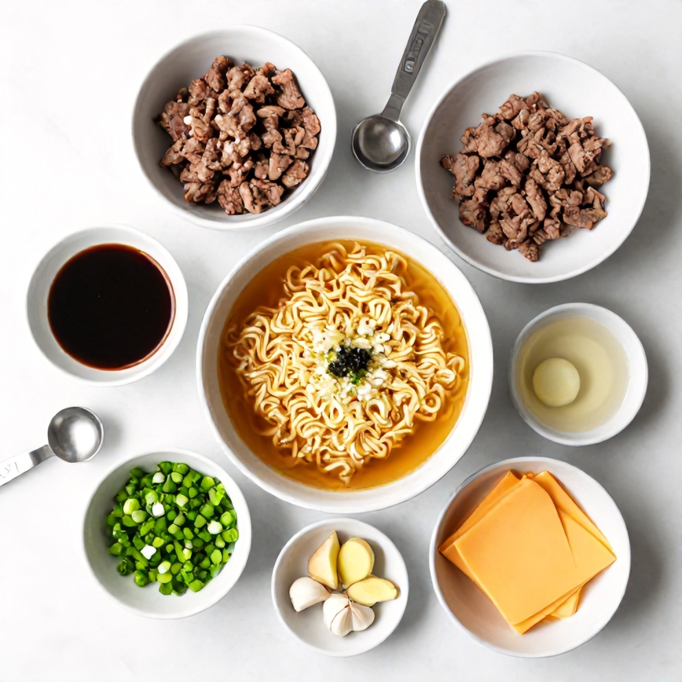 Raw ingredients for Korean Beef Ramen