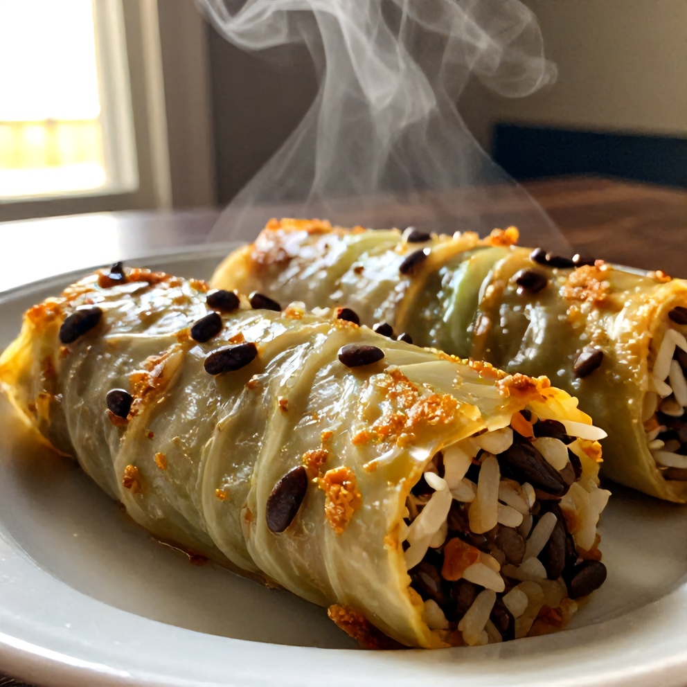 Easy Lentil and Rice Stuffed Cabbage Rolls