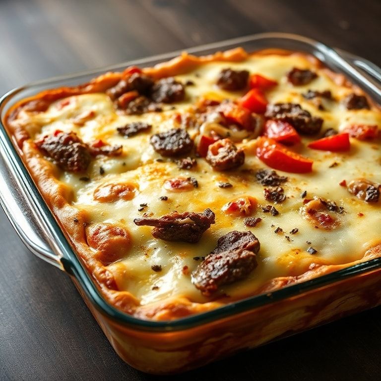 easy low carb philly cheesesteak casserole