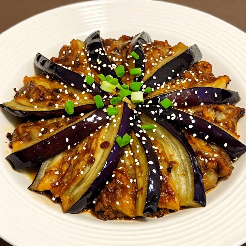 Plated Miso Glazed Eggplant