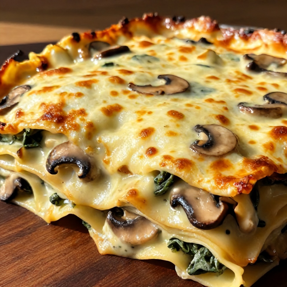 Easy Mushroom Spinach Lasagna