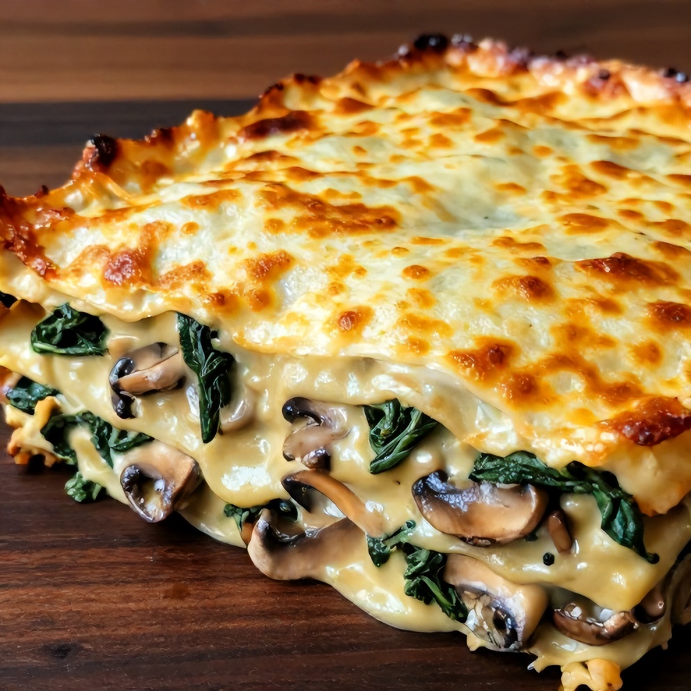Easy Mushroom Spinach Lasagna