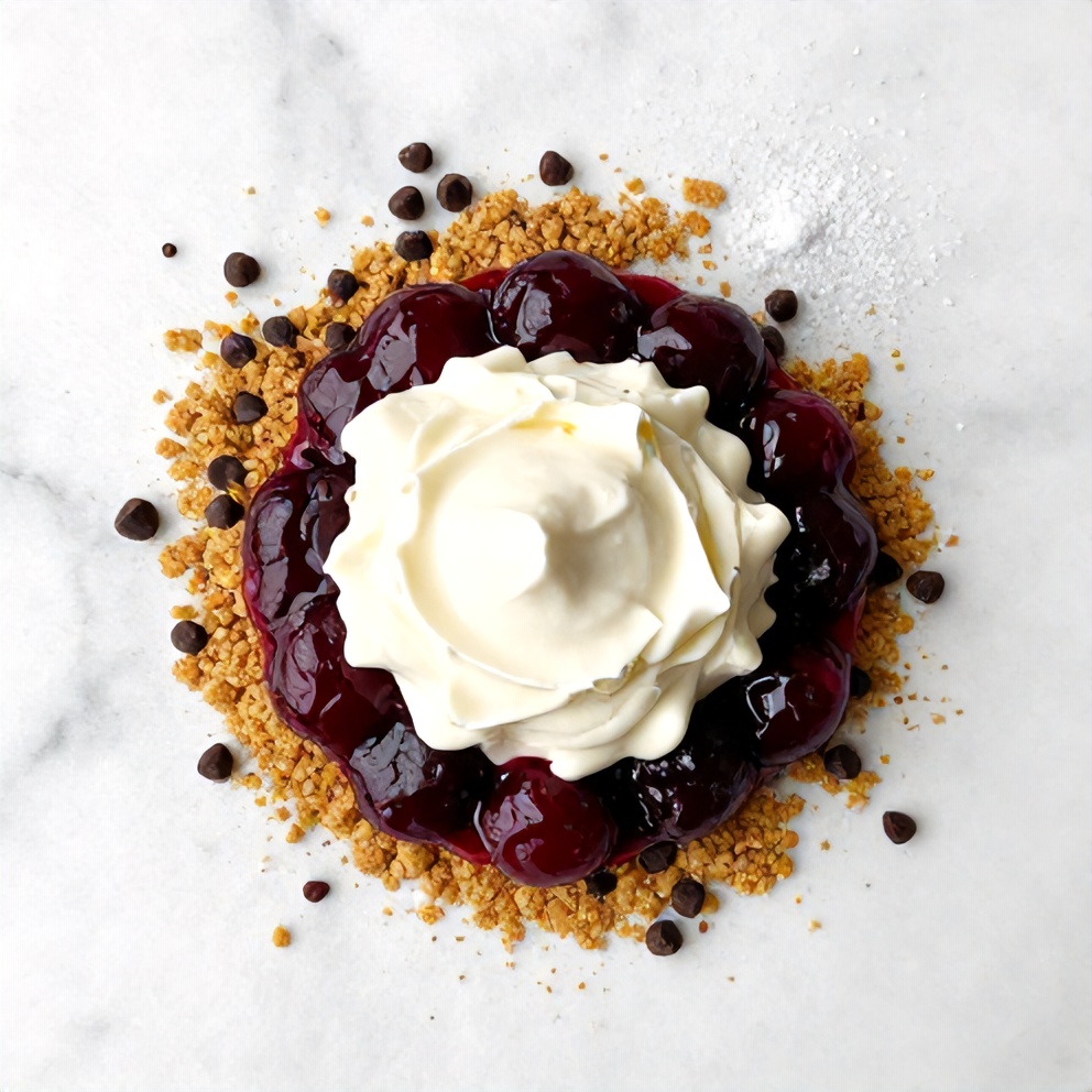 Ingredients for Easy No-Bake Chocolate Cherry Cream Pie on a marble counter