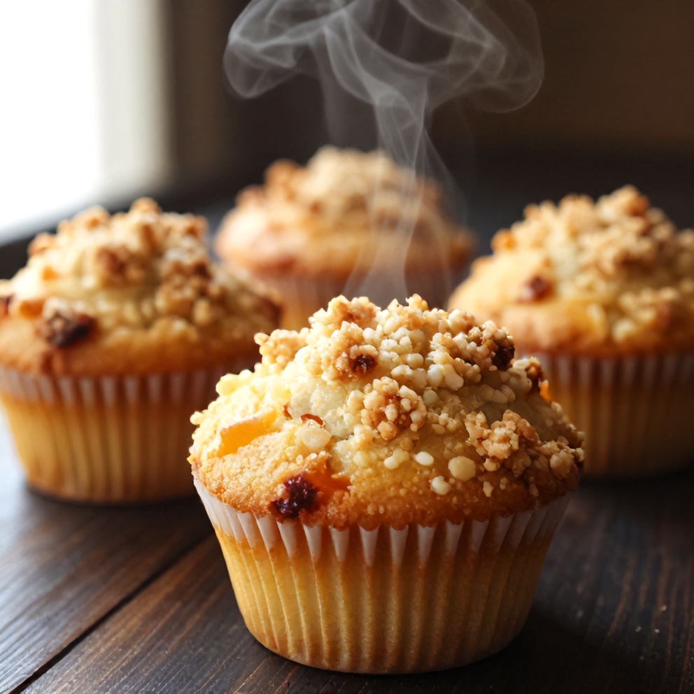 Easy Peach Cobbler Muffins