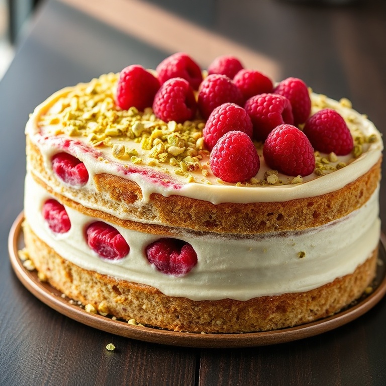 easy pistachio raspberry cake