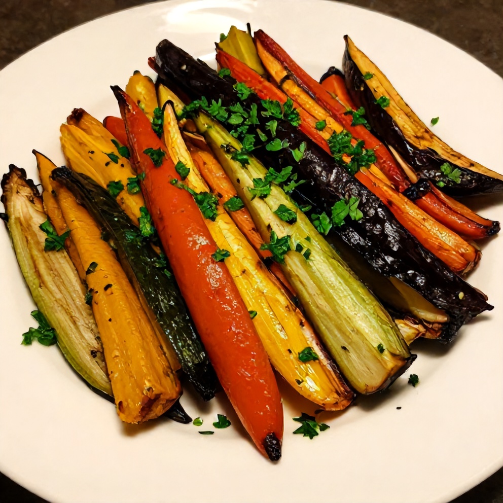 Plated Easy Roasted Rainbow Vegetables