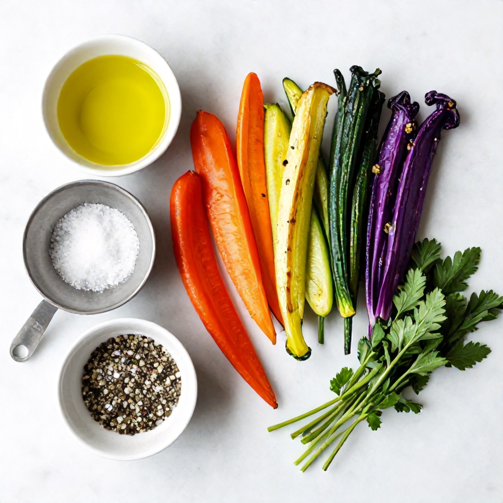 Raw Ingredients for Easy Roasted Rainbow Vegetables