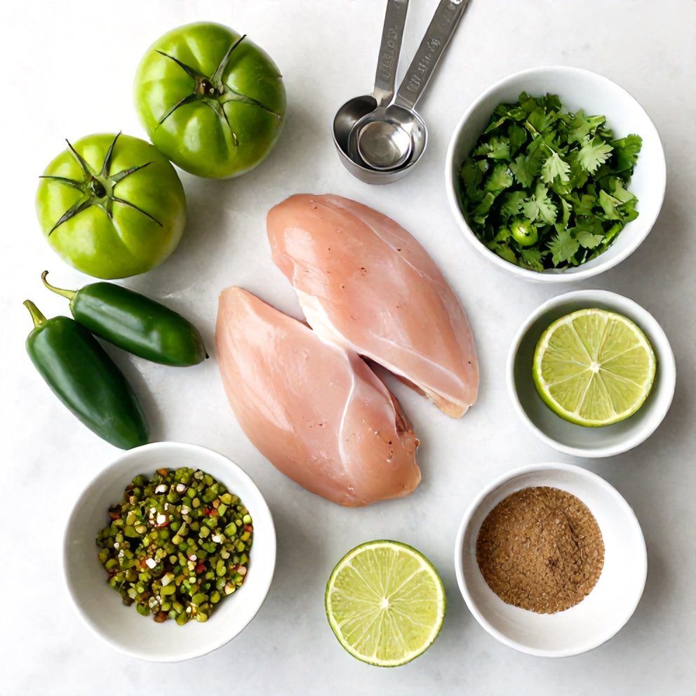 Raw ingredients for Salsa Verde Chicken