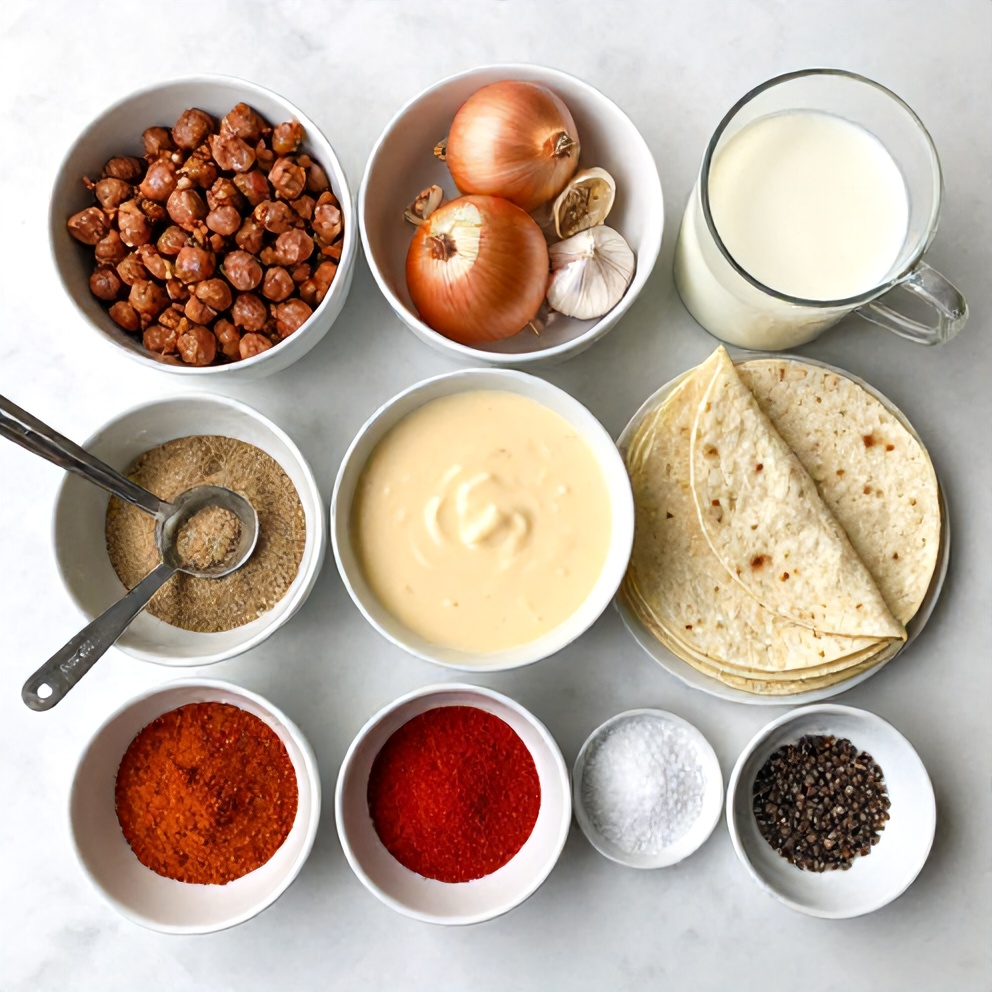 Raw ingredients for Easy Sausage Gravy Enchiladas