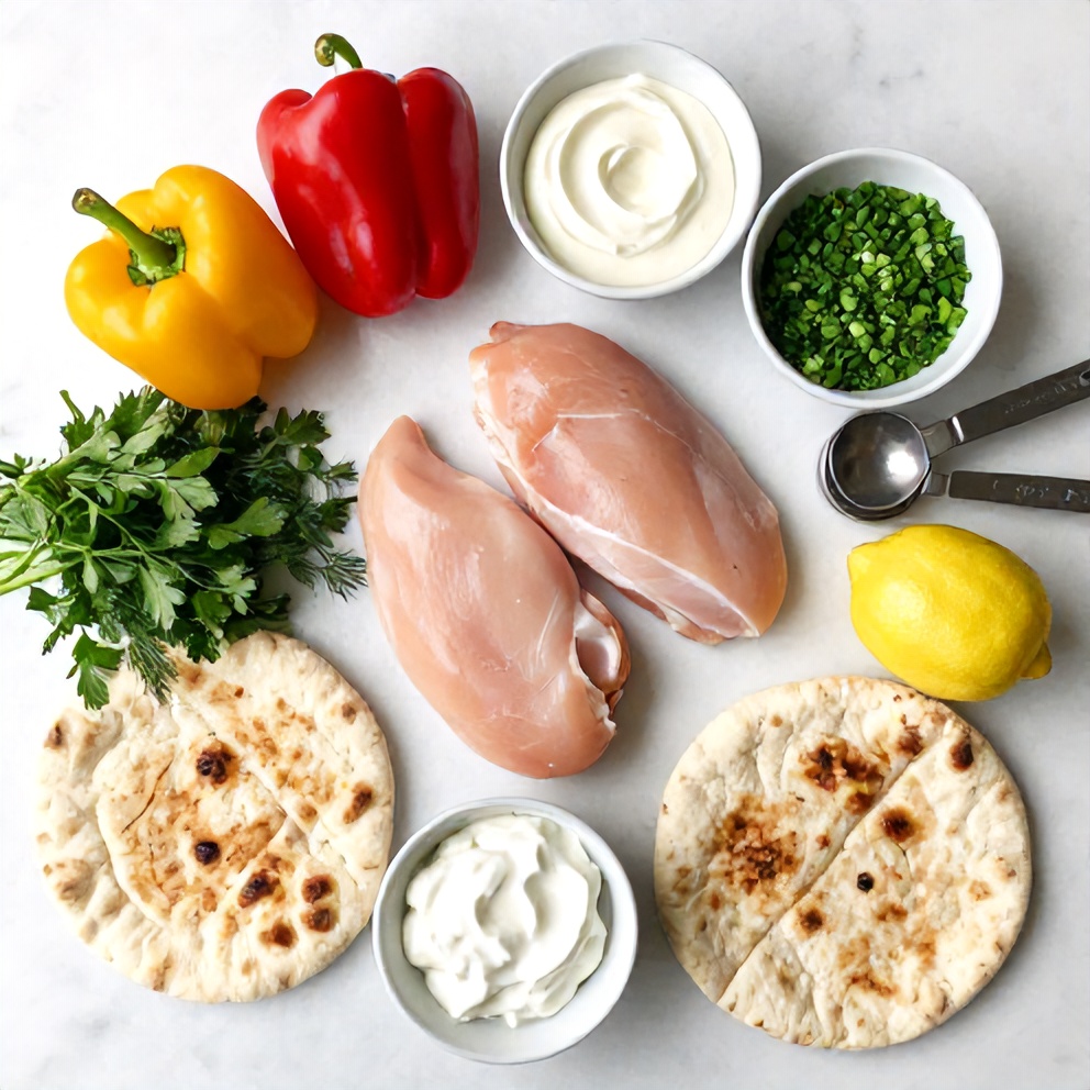 Raw ingredients for Easy Sheet Pan Chicken Pitas