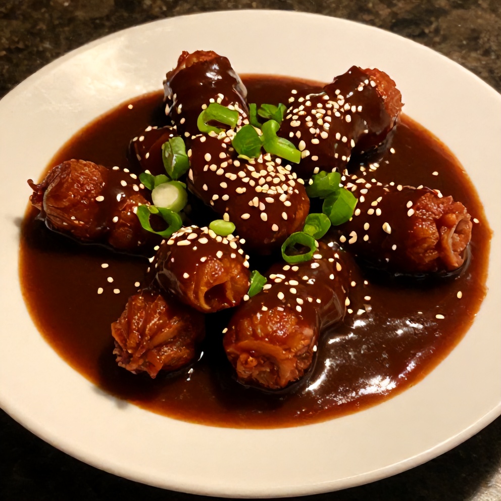 Plated Little Smokies in BBQ Sauce
