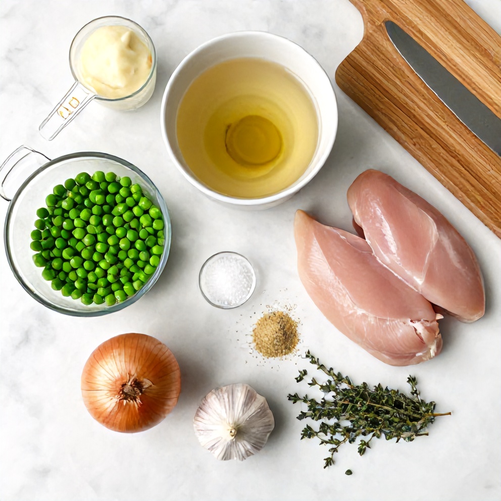 Ingredients for Easy Southern Peas and Dumplings laid out