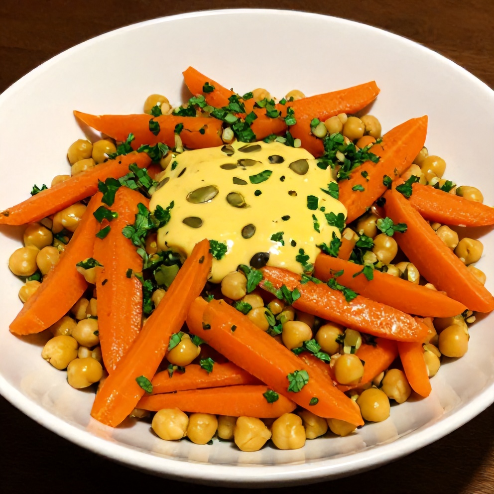 Plated Carrot and Chickpea Salad with Lemon Dressing