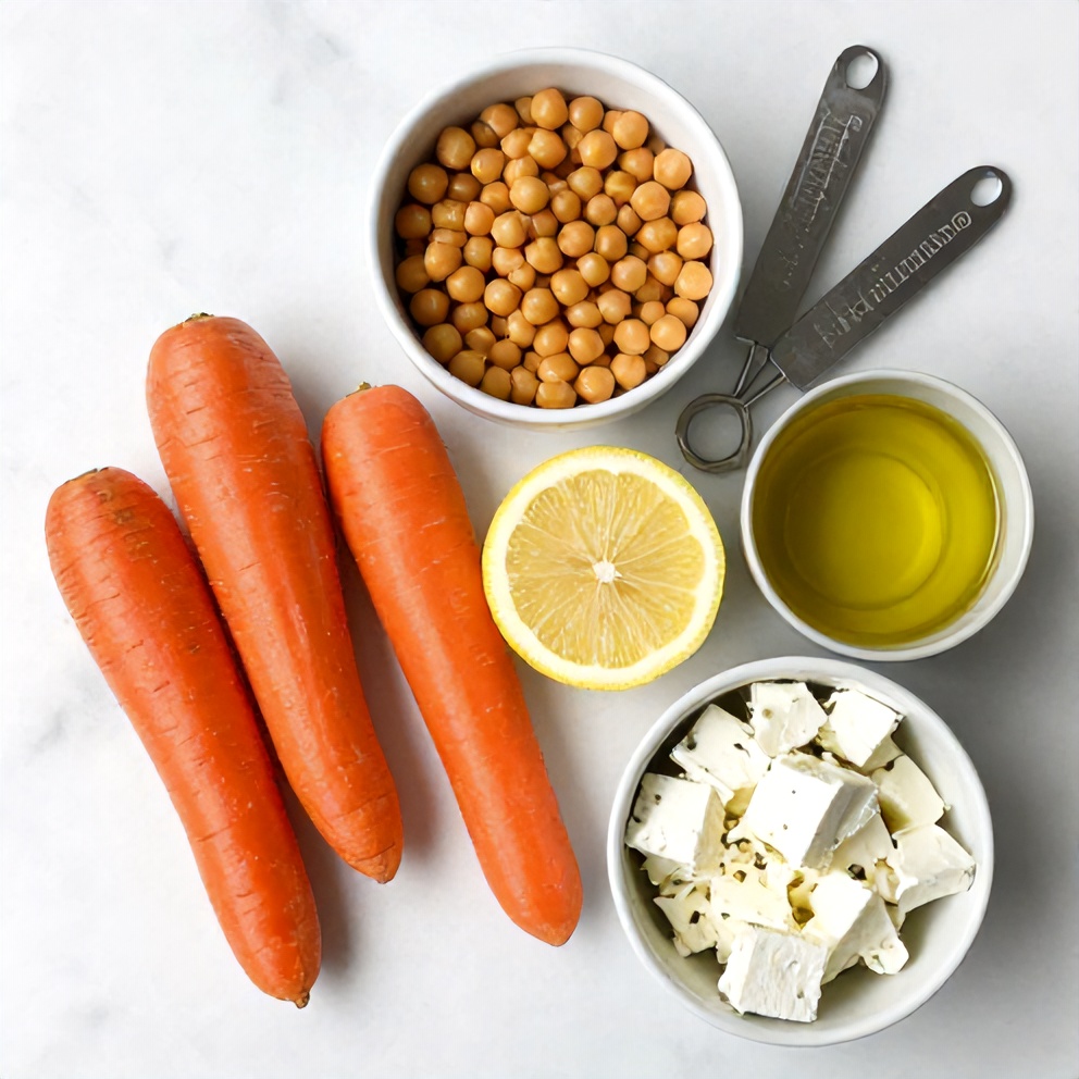 Raw Ingredients for Carrot and Chickpea Salad