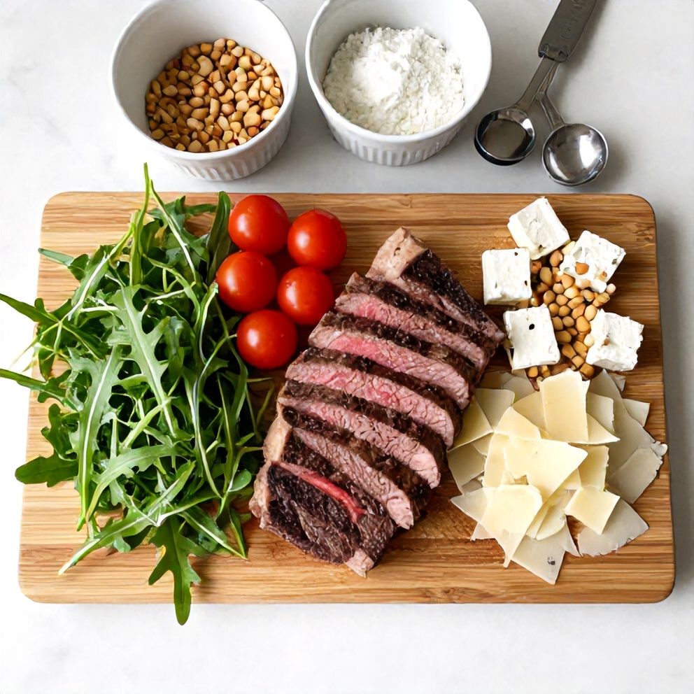 Raw Ingredients for Steak and Arugula Salad