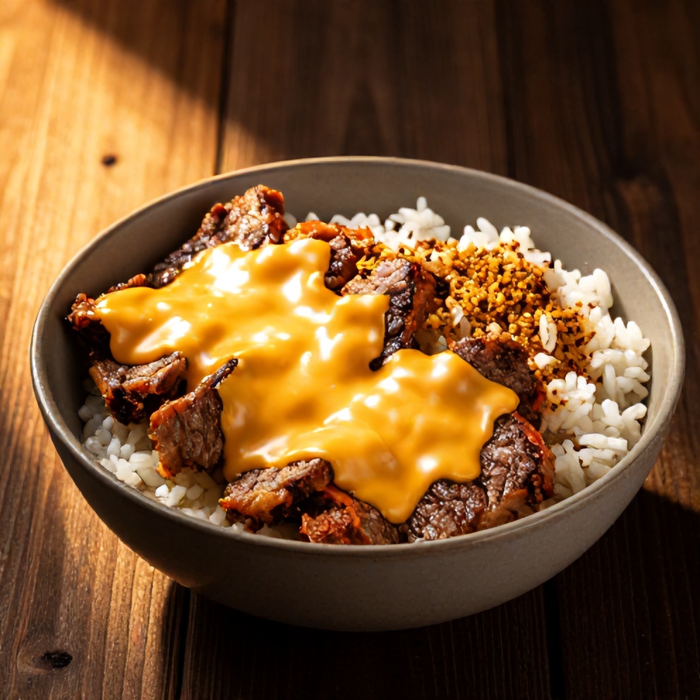 Easy Steak Queso Rice Bowl