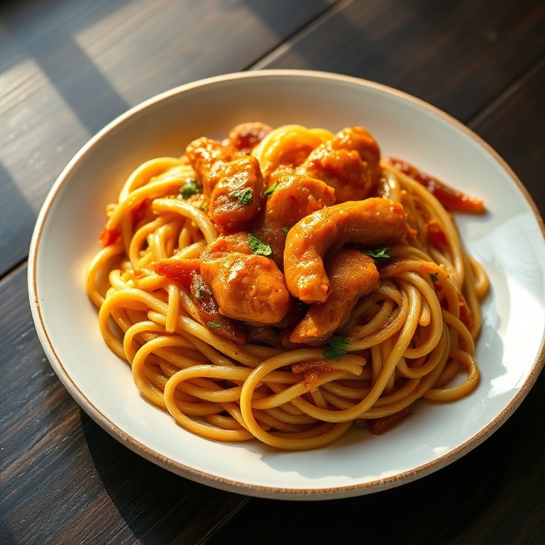 Easy Sticky Garlic Chicken Noodles