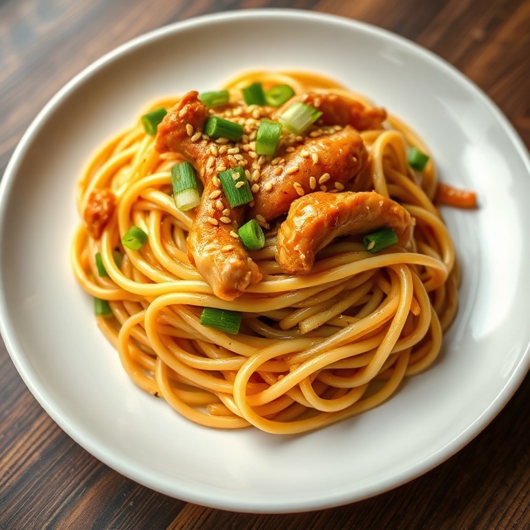 Easy Sticky Garlic Chicken Noodles
