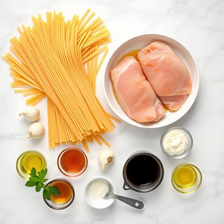 Ingredients for Easy Sticky Garlic Chicken Noodles