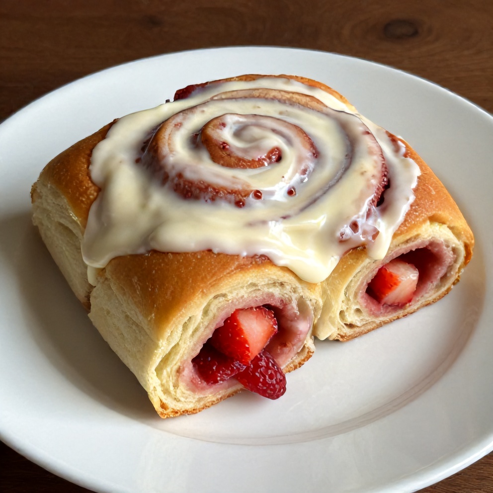 Easy Strawberry Cinnamon Rolls with Cream Cheese Glaze