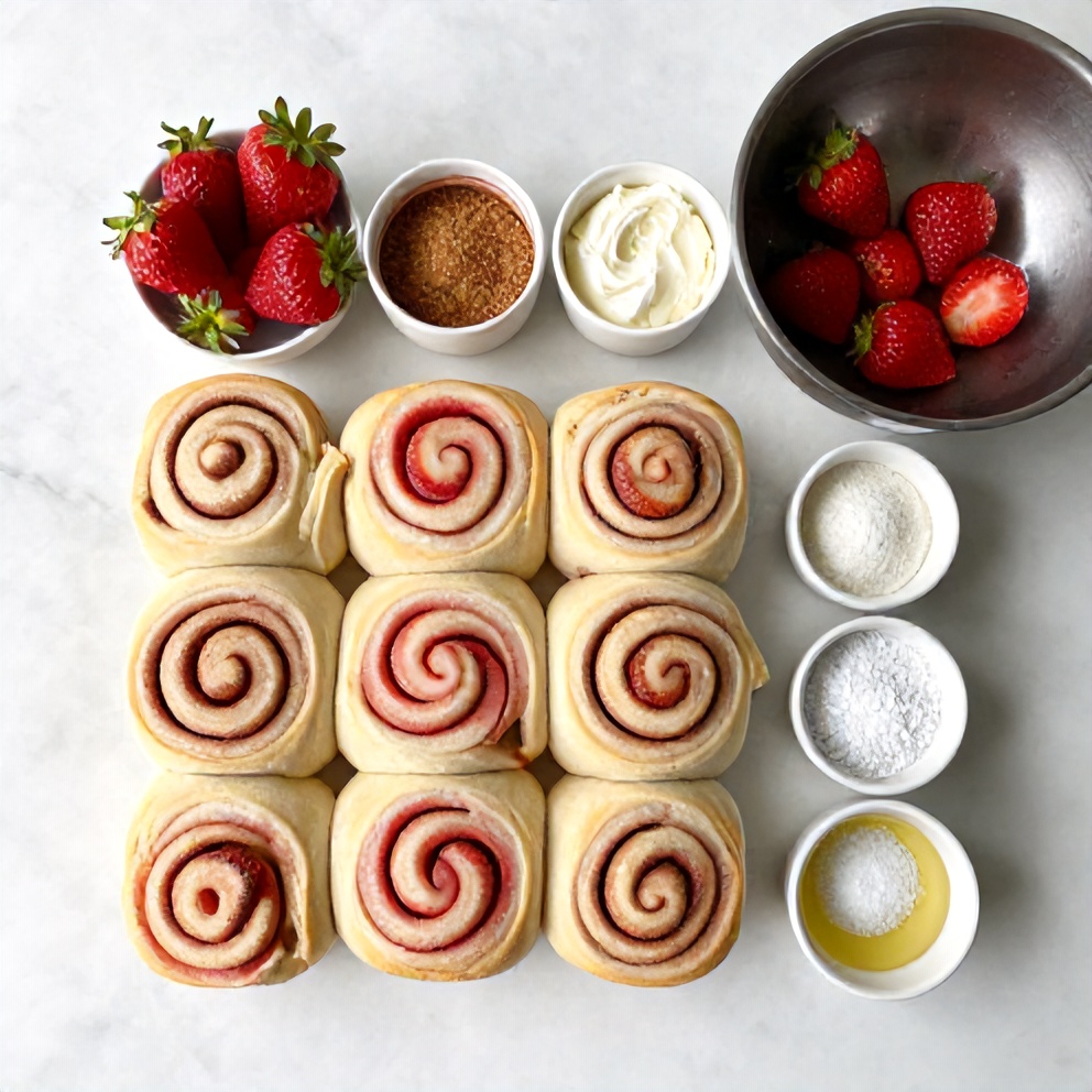 Ingredients for Easy Strawberry Cinnamon Rolls