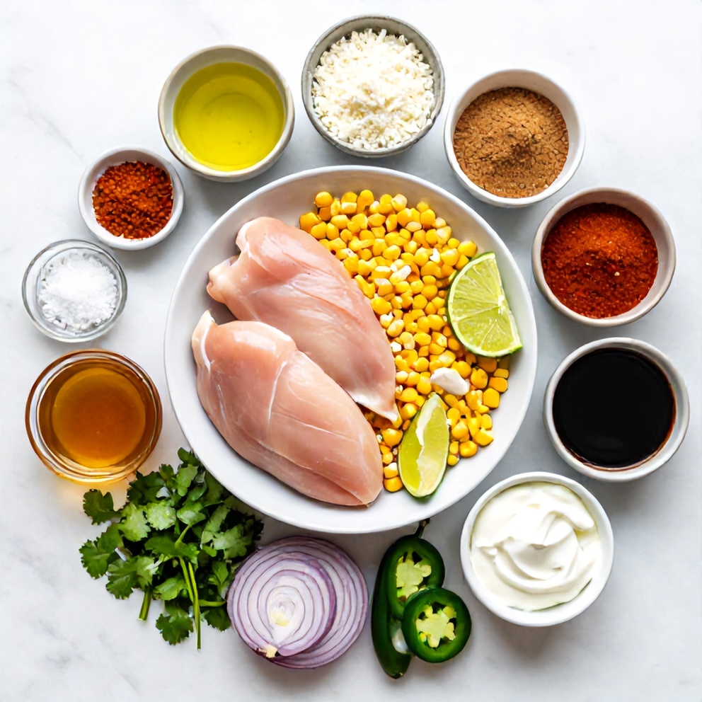 Raw ingredients for Easy Street Corn Chicken Bowl