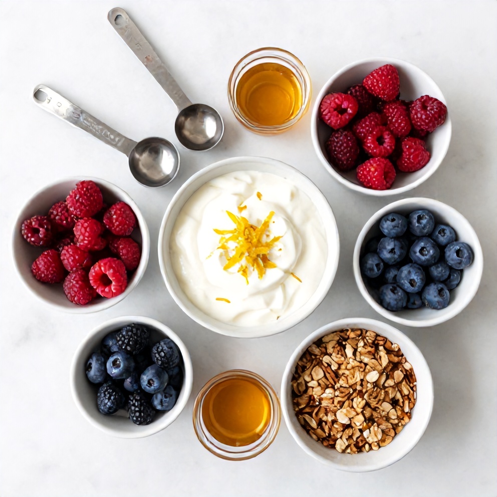 Raw Ingredients for Easy Summer Yogurt Parfait