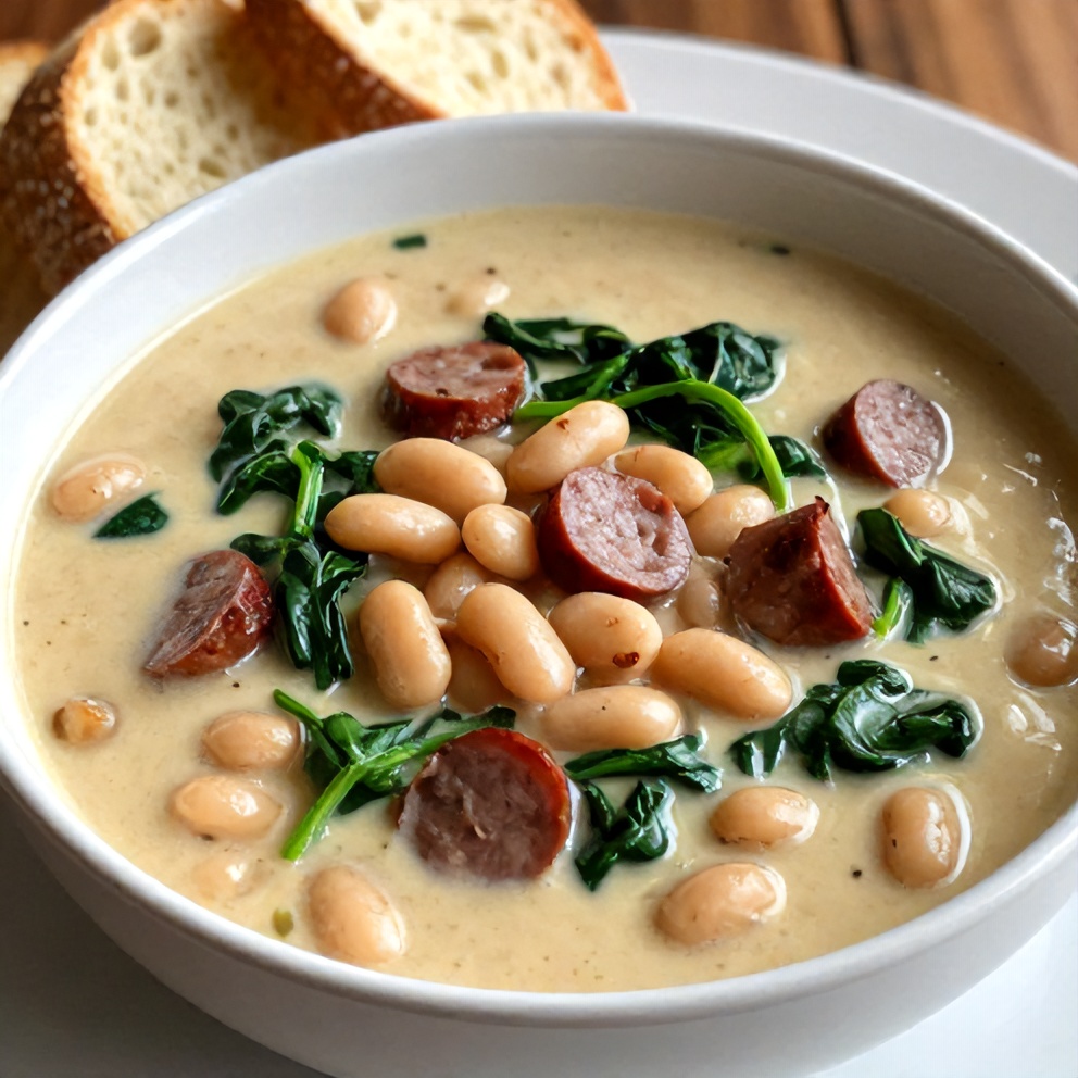 Bowl of Creamy Tuscan White Bean Soup