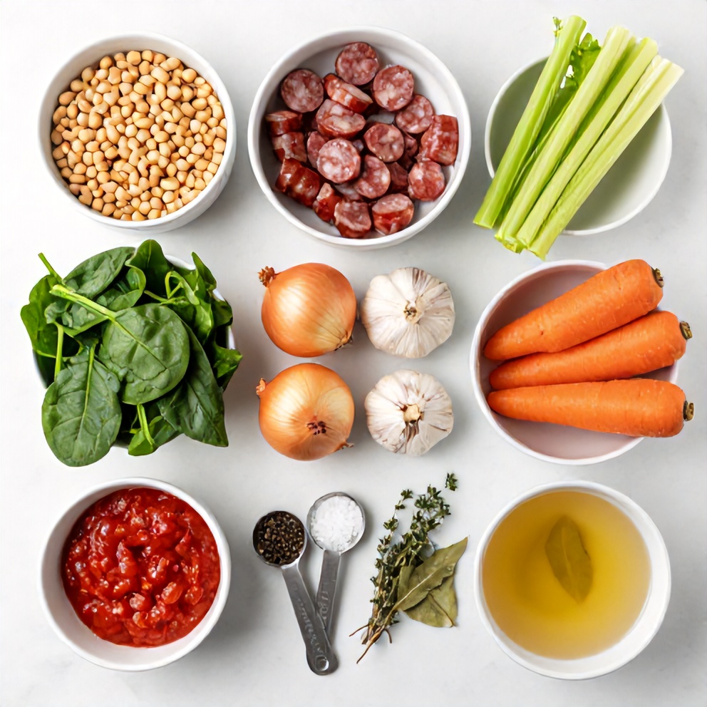 Raw Ingredients for Tuscan White Bean Soup