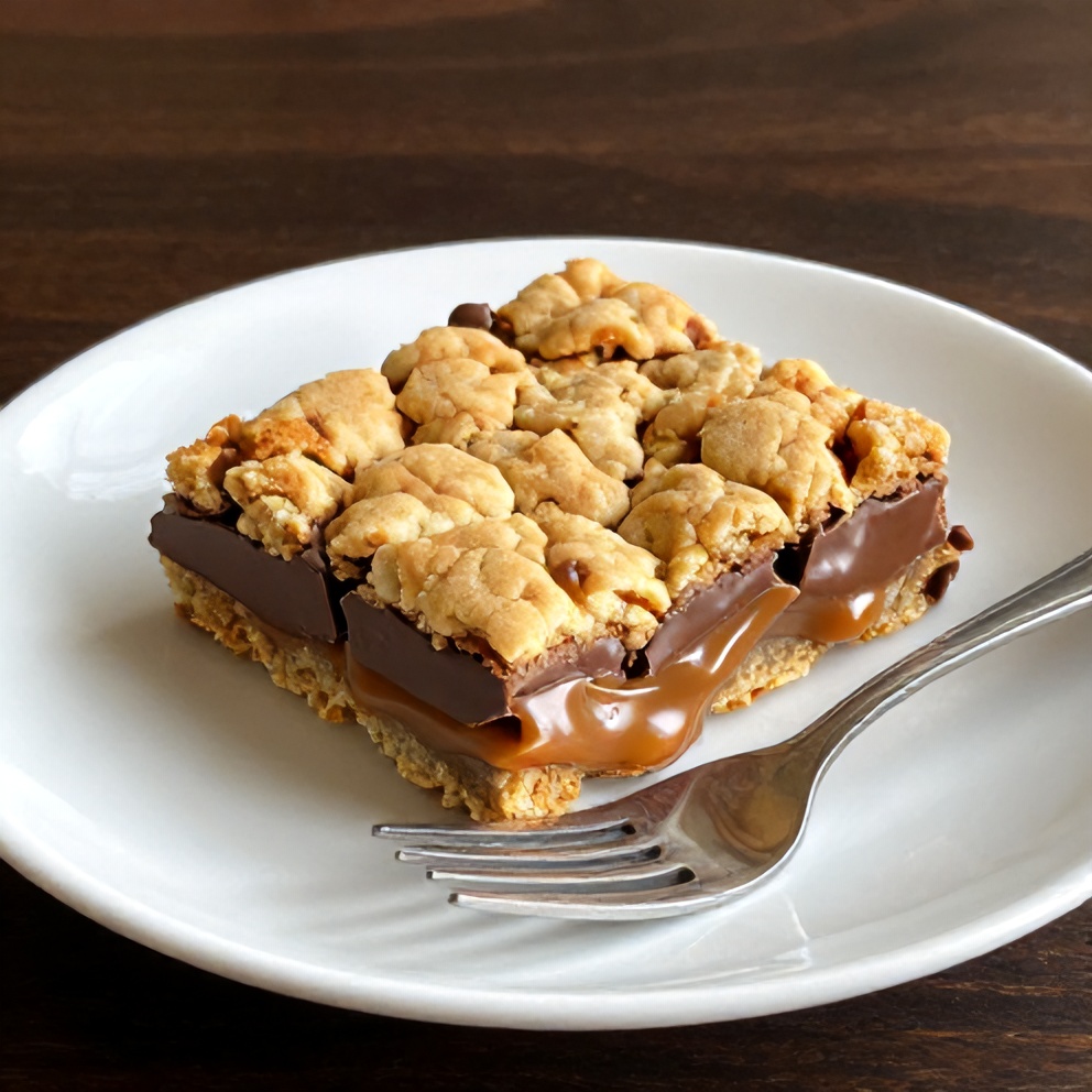 Easy Twix Cookie Bars with Caramel and Chocolate
