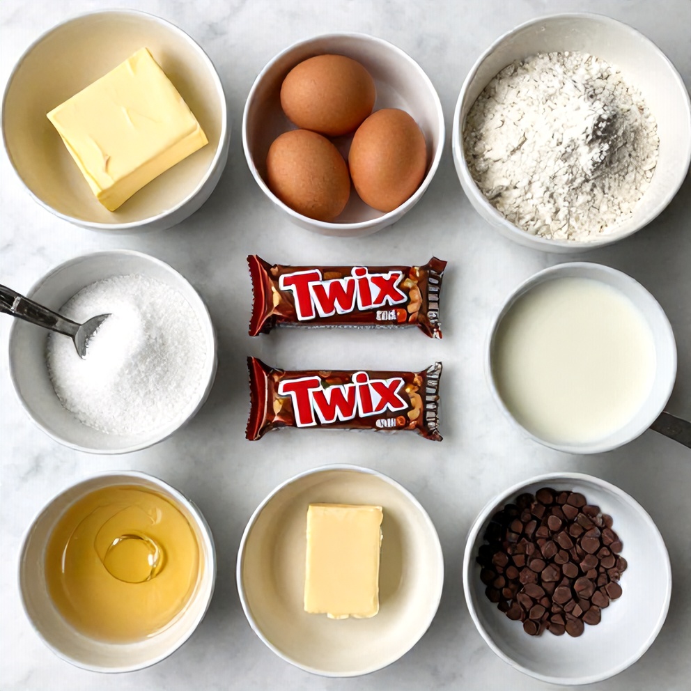 Ingredients for Easy Twix Cookie Bars